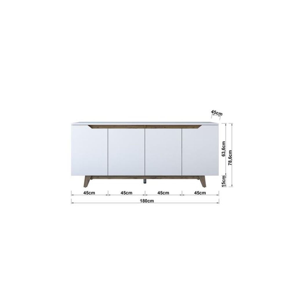 Buffet con 4 Puertas y Patas de Madera Resistente