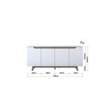 Buffet con 4 Puertas y Patas de Madera Resistente