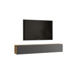 Mueble de TV de Pared moderno Antracita y Roble con 2 Cajones - 180x31.6x29.6 cm.