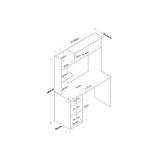 Escritorio-Librería de Melamina, Gris Oscuro-Blanco-Natural, 117x46x160 cm, Mueble Versátil para Oficina o Estudio.