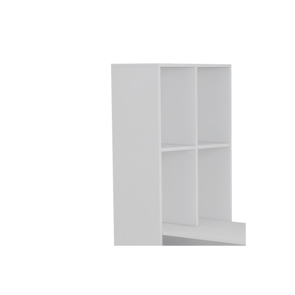 Mesa de Oficina con Librería-Escritorio en Melamina Color Blanco, 120x50x150cm - Diseño Versátil y Funcional