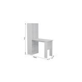 Mesa de Oficina con Librería-Escritorio en Melamina Color Blanco, 120x50x150cm - Diseño Versátil y Funcional