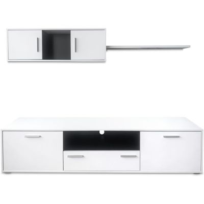 Meyvaser Mueble de salón y TV Composición para salón 200 Cm Color Blanco Gran Espacio Almacenamiento