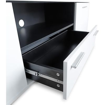 Meyvaser Mueble de salón y TV Composición para salón 200 Cm Color Blanco Gran Espacio Almacenamiento