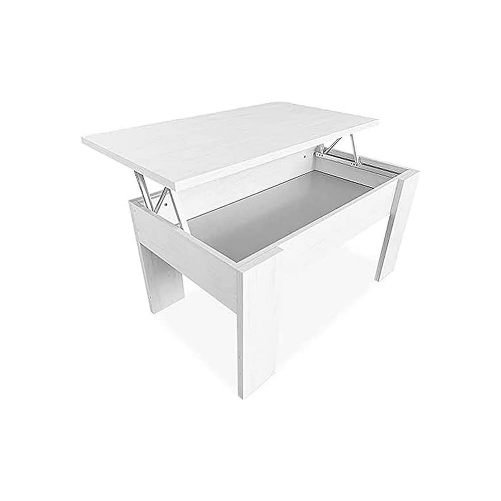 Mesa de Centro Elevable, Mesita de Salón, Acabado en Color Gris Polar, Medidas: 90 cm (An) x 50 cm (Fo) x 46-57 cm (Al)