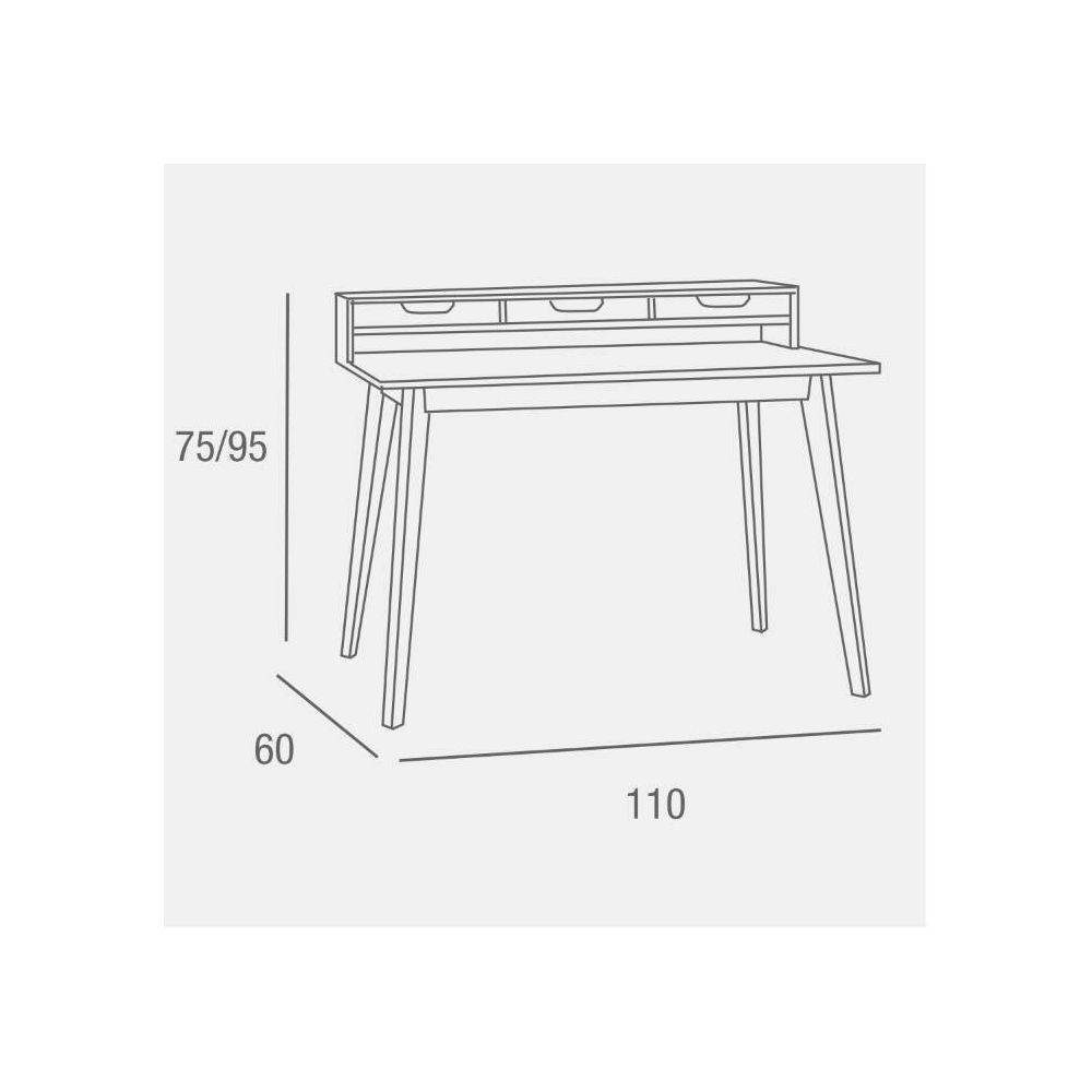 Mesa de Estudio - Escritorio con Encimera MDF Lacado en Blanco Mate y Patas de Pino Macizo – 120x60x90 cm