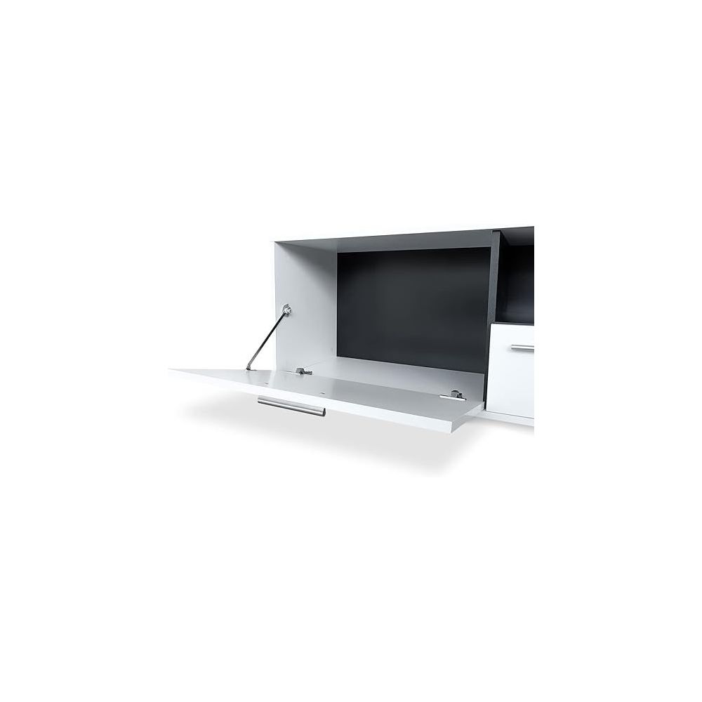 Meyvaser Mueble de salón y TV Composición para salón 200 Cm Color Blanco Gran Espacio Almacenamiento