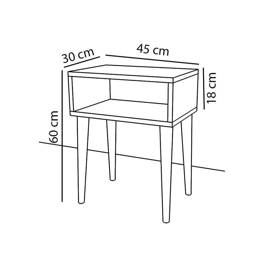 Mesita de Noche Blanca con Cajón y Patas de Madera - ¡Tamaño Ideal!
