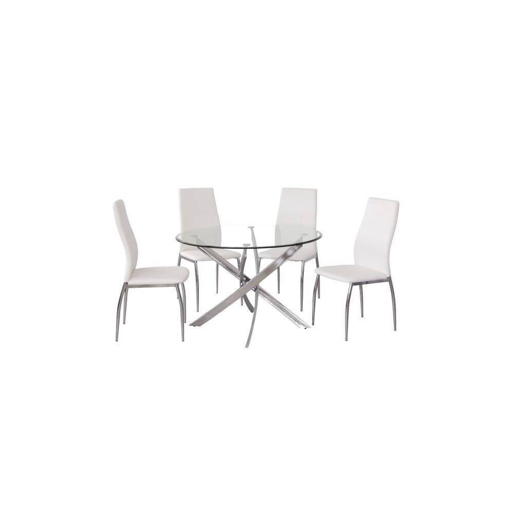 Mesa Redonda con Tapa de Cristal y Estructura Metálica Pata Cromada | Medidas: 110 x 73 cm