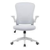 Silla de Oficina Ergonómica con Respaldo en Tejido 3D Blanco, Ajustable en Altura - Medidas 63x58x99,5-190,5 cm