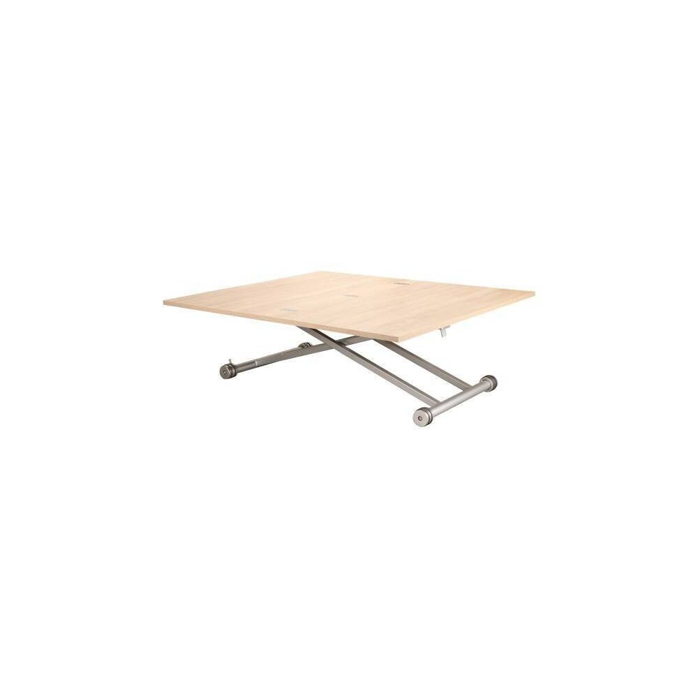 Mesa de Centro Elevable y Tapa Extensible -Color Roble Sonoma -Cerrada 100x57 cm, Abierta 100x114 cm, Altura de 39 a 77 cm