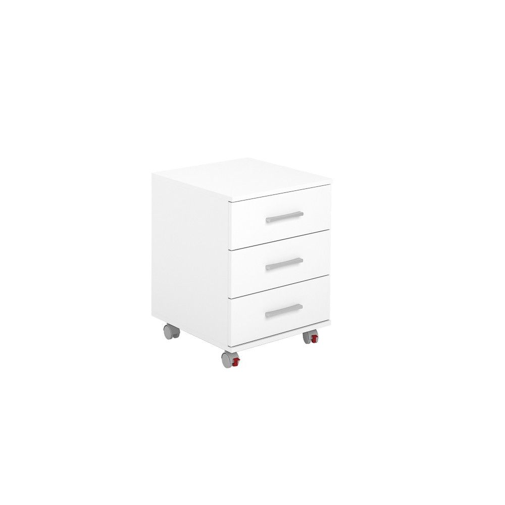 Cajoneras Para escritorio con ruedas 3 Cajones color blanco 58 x 45 x 44 Cm (alto x ancho x fondo)