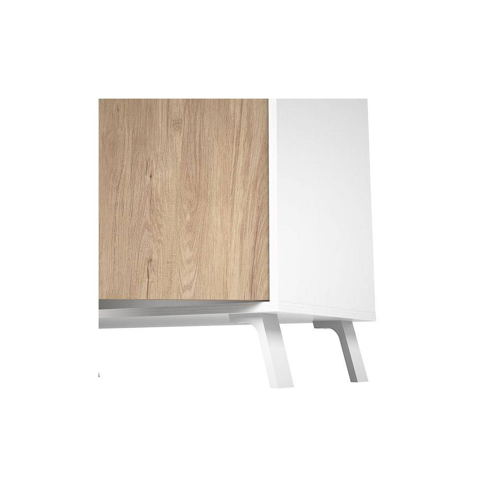 Aparador, Buffet, Salón Comedor 3 Puertas, Armario Auxiliar Color Blanco y Roble, Medidas: 140x87x40 Cm
