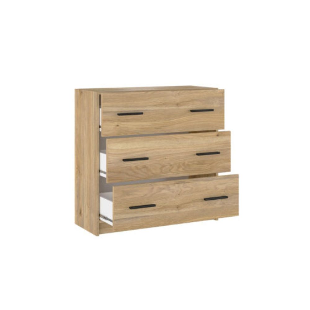 Cómoda de 3 Cajones para Dormitorio, Cajonera Dormitorio, 80x81x34,4 cm