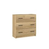 Cómoda de 3 Cajones para Dormitorio, Cajonera Dormitorio, 80x81x34,4 cm