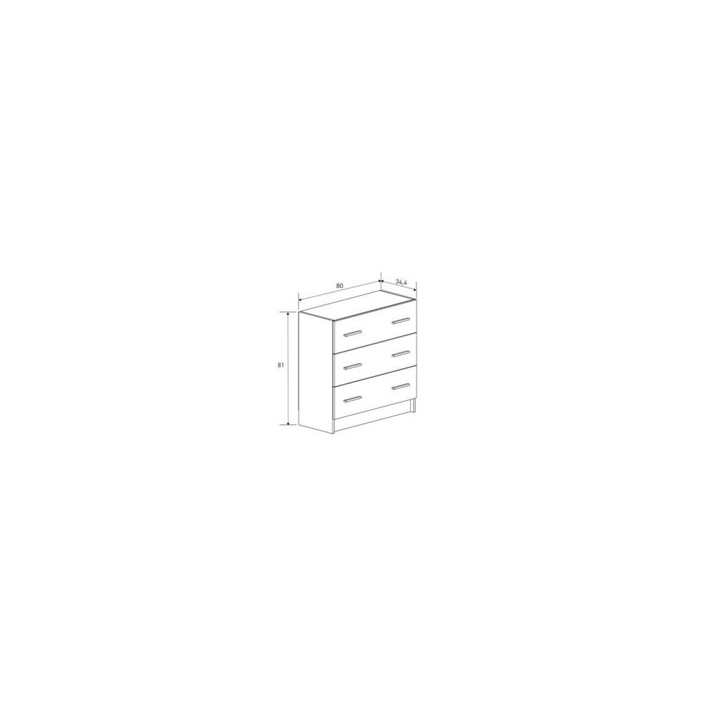 Cómoda de 3 Cajones para Dormitorio, Cajonera Dormitorio, 80x81x34,4 cm