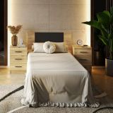 Conjunto Pack Cabecero y 2 Mesitas de Noche,Mesilla de noche 3 Cajones Color Mauvella, 110x45x1,6 cm (LargoxAltoxProfundo)