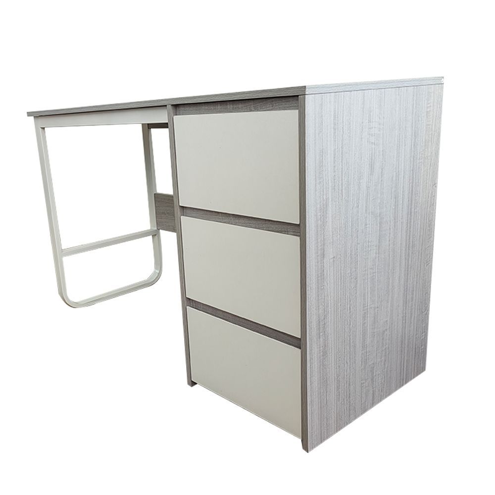 Escritorio Oficina 120 cm con 3 Cajones, Mesa de Ordenador Moderna, Tablero MDF y Melamina, Gris/Blanco, 120x48x74 cm